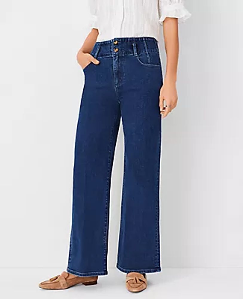 Ann Taylor Sculpting Pocket High Rise Corset Trouser Jeans in Bright Rinse Wash