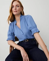 Ann Taylor Ruffle Collar Blouse Women's