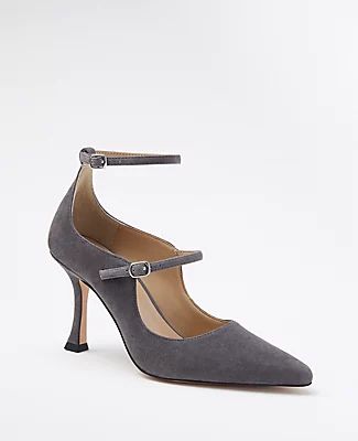 Ann Taylor Suede Strappy Mary Jane Pumps