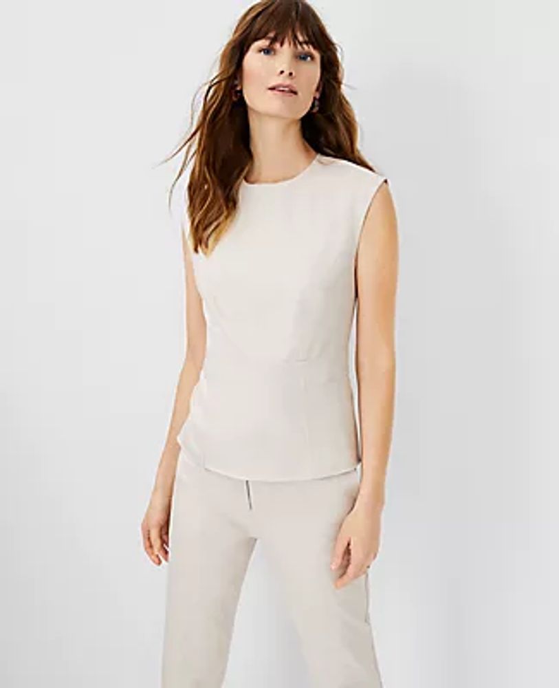 Ann Taylor The Seamed Cap Sleeve Top Stretch Cotton