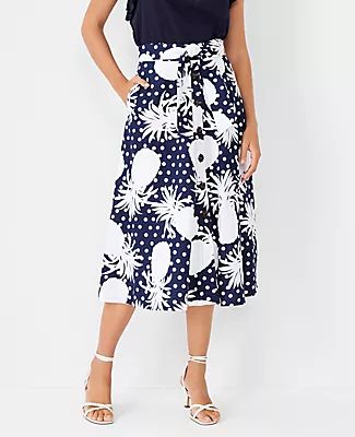 Ann Taylor Pineapple Linen Blend Button Maxi Skirt