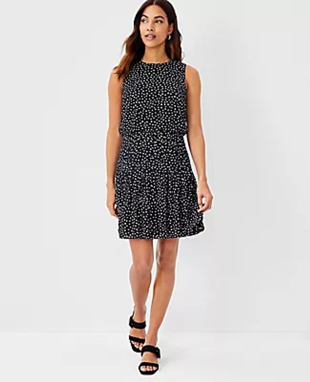 Ann Taylor Floral Pleated Flare Dress 