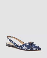 Ann Taylor Embroidered Bow Slingback Flats