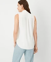 Ann Taylor Bow Neck Shell Top Winter White Women's