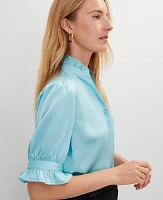 Ann Taylor Ruffle Collar Shirt Women's