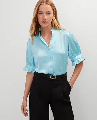 Ann Taylor Ruffle Collar Shirt Women's