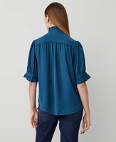 Ann Taylor Petite Ruffle Button Top Women's