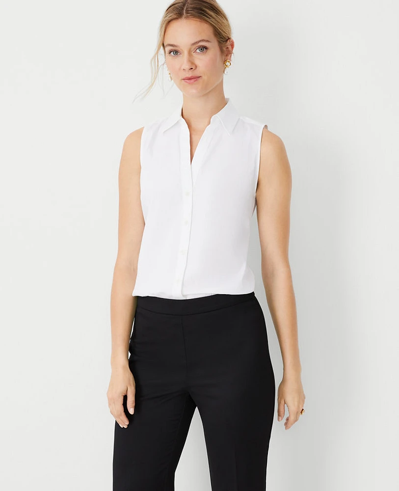 Ann Taylor Petite Sleeveless Essential Shirt White Women's