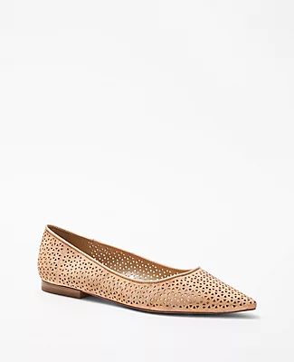 Ann Taylor Perforated Cork Pointy Toe Ballet Flats
