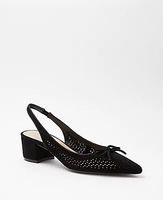 Ann Taylor Perforated Suede Slingback Pumps