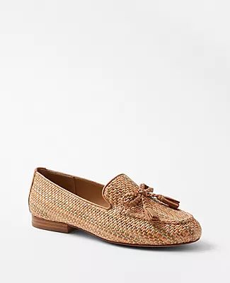 Ann Taylor Braided Bow Straw Loafers