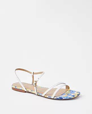 Ann Taylor Printed Leather Strappy Flat Sandals