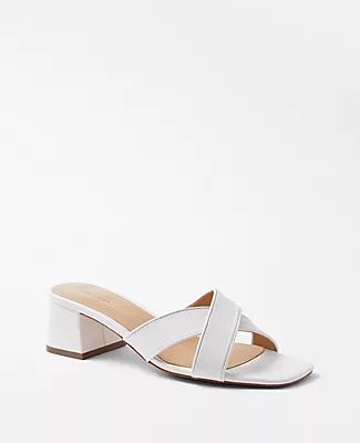 Ann Taylor Crossover Leather Block Heel Sandals
