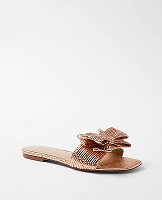 Ann Taylor Metallic Bow Slide Sandals