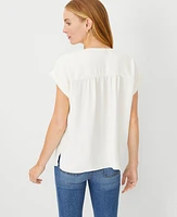 Ann Taylor Drop Shoulder Popover Top Winter White Women's