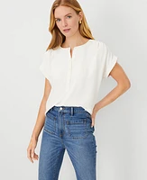 Ann Taylor Drop Shoulder Popover Top Winter White Women's