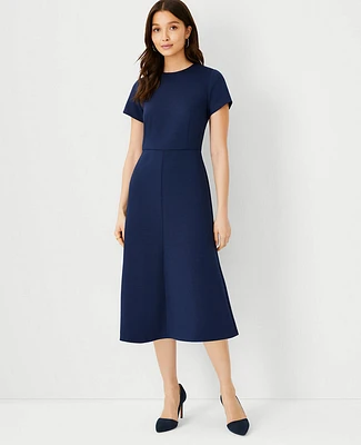 Ann Taylor The Petite Midi Flare Dress Double Knit Pure Sapphire Women's