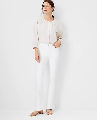 Ann Taylor Tall Sculpting Pocket Mid Rise Slim Boot Cut Jeans in White