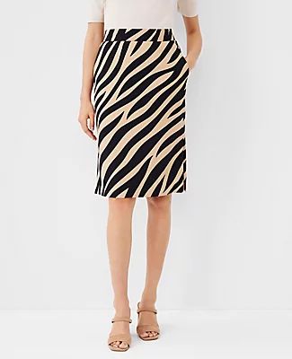 Ann Taylor Zebra Stripe Easy Pencil Skirt