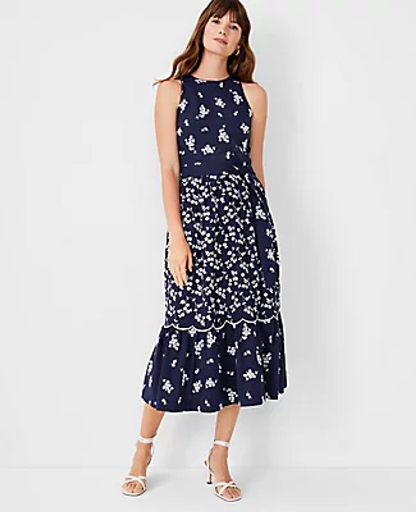 Ann Taylor Petite Floral Embroidered Midi Dress
