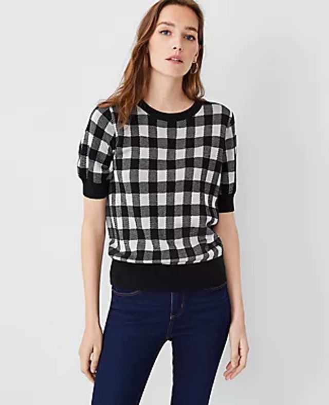 Ann Taylor Checked Sweater Tee