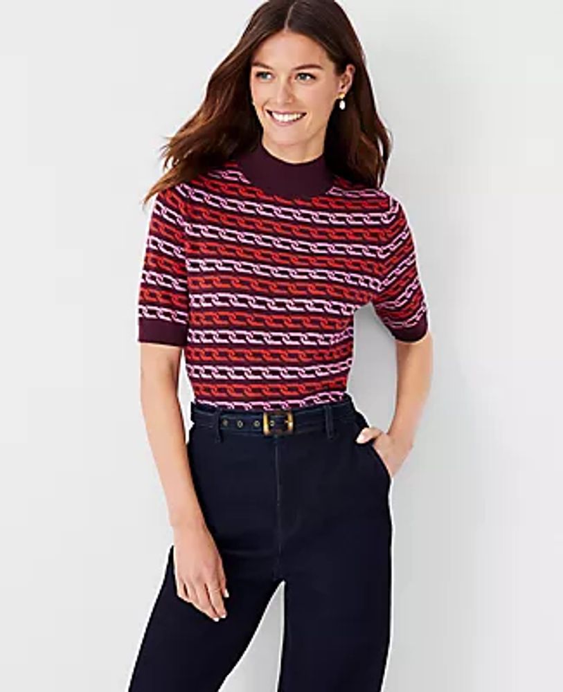 Ann Taylor Chain Jacquard Sweater Tee 