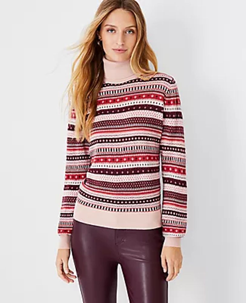 Ann Taylor Shimmer Fair Isle Turtleneck 