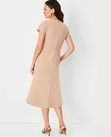 Ann Taylor The Flare Dress Double Knit Natural Camel Women's