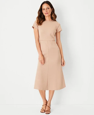 Ann Taylor The Flare Dress Double Knit Natural Camel Women's