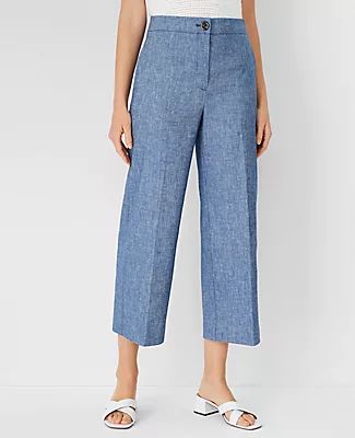 Ann Taylor The Tall Wide Leg Crop Pant in Linen Cotton