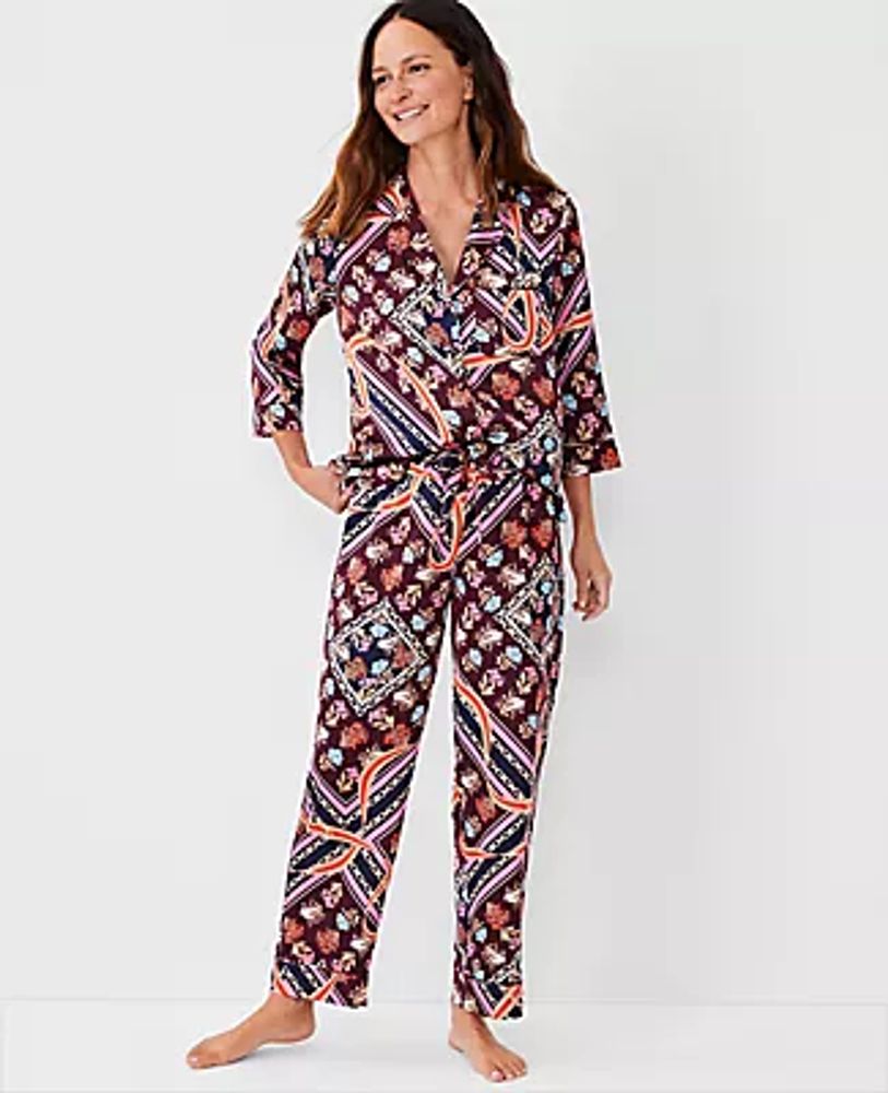 Ann Taylor Floral Scarf Print Pajama Set