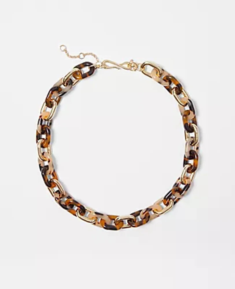 Ann Taylor Tortoiseshell Print Chain Link Necklace