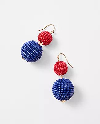 Ann Taylor Double Seed Bead Ball Earrings