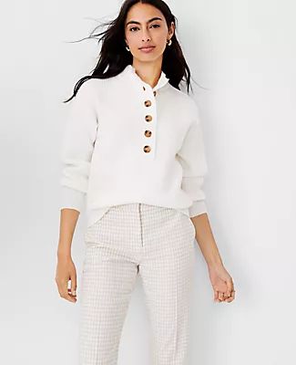 Ann Taylor Ribbed Button Placket Sweater