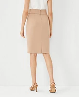 Ann Taylor The Petite High Waist Seamed Pencil Skirt Double Knit Natural Camel Women's