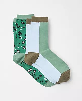 Ann Taylor Animal Print & Colorblock Trouser Sock Set