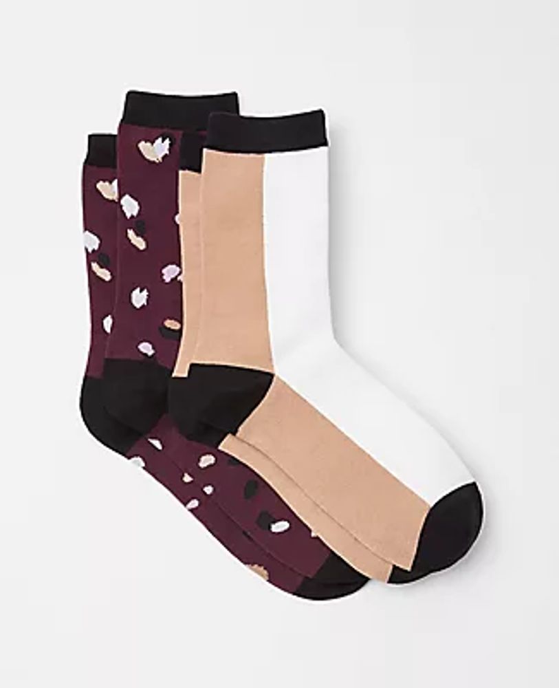 Ann Taylor Spot & Colorblock Trouser Sock Set