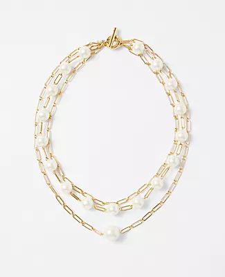 Ann Taylor Pearlized Layered Statement Necklace