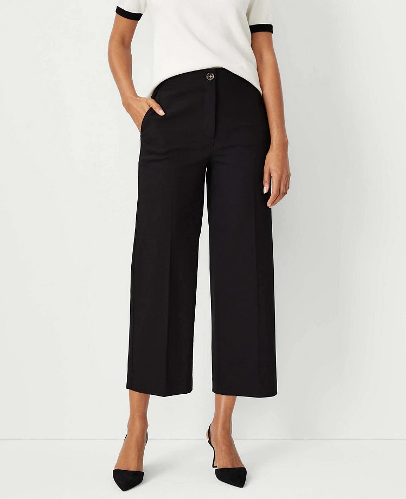 Ann Taylor The Petite Kate Wide Leg Crop Pant Size 14 Black Women's