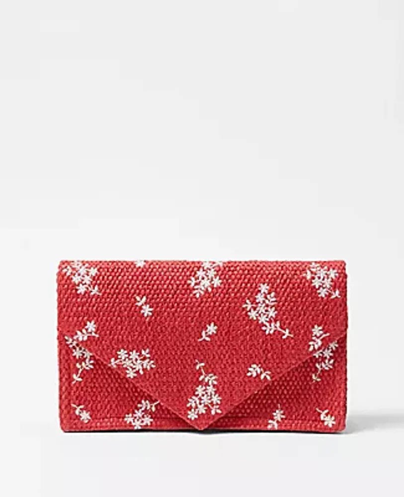 Ann Taylor Floral Embroidered Envelope Clutch