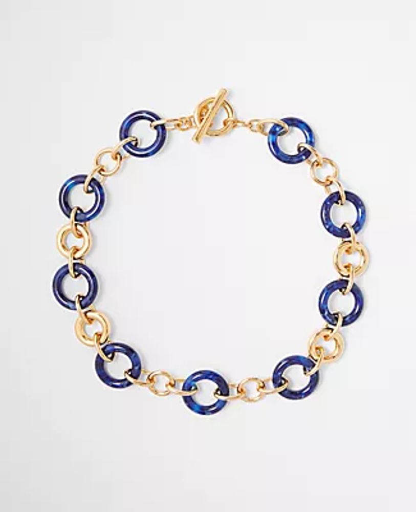 Ann Taylor Circle Tortoiseshell Print Chain Statement Necklace