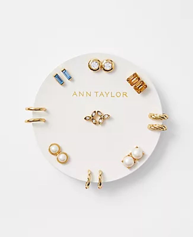 Ann Taylor Pearlized Sparkle Stud Earring Set