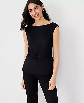 Ann Taylor The Petite Belted Top Double Knit