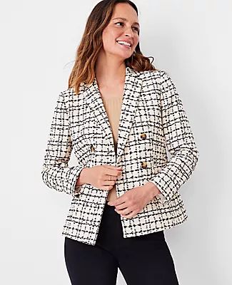 Ann Taylor The Tailored Double Breasted Blazer Tweed