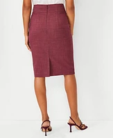 Ann Taylor The Tall High Waist Seamed Pencil Skirt in Cross Weave Size 2 Plum Rose Women's