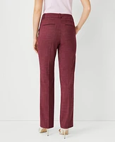 Ann Taylor The Petite Sophia Straight Pant Cross Weave - Curvy Fit Plum Rose Women's