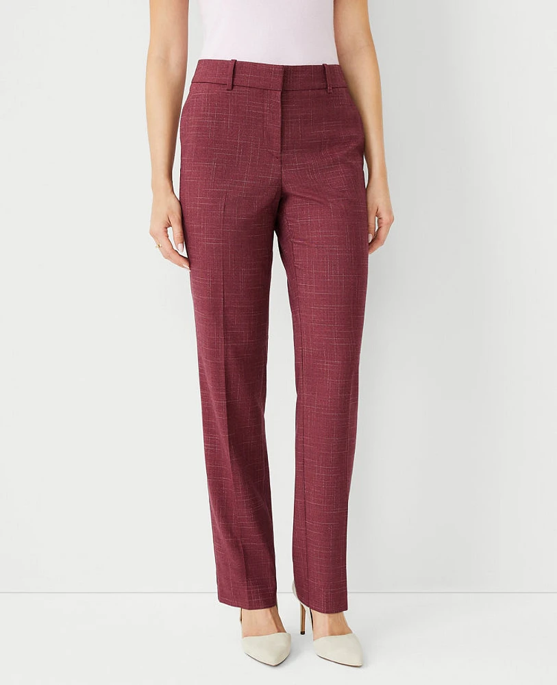 Ann Taylor The Petite Sophia Straight Pant Cross Weave - Curvy Fit Plum Rose Women's