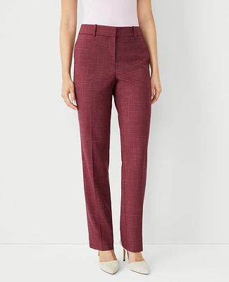 Ann Taylor The Petite Sophia Straight Pant in Cross Weave - Curvy Fit Size 00 Plum Rose Women's