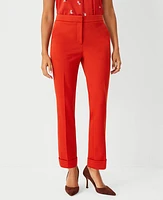 Ann Taylor The Petite High Waist Everyday Ankle Pant Double Knit - Curvy Fit Firecracker Orange Women's