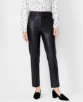 Ann Taylor The Belted Taper Pant Faux Leather
